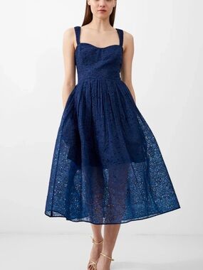 French Connection - Embroidered blue Lace Strappy Dress 4